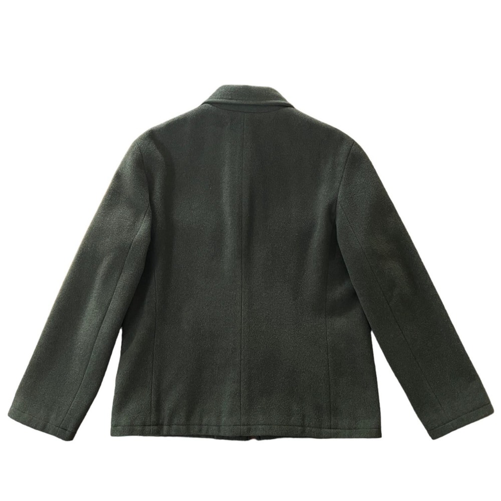 J. Crew Wool Blend Zip Front Jacket Collared Quality Coat Green Large - Picture 2 of 6